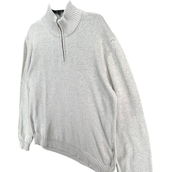 Rodd Gunn Sweater Mens L Cream Cotton Knit 1/4 Zip Layering Pullover Preppy - Picture 2 of 15